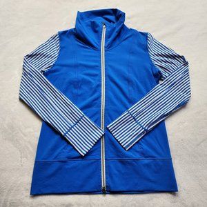 Lululemon Women's Blue with Stripe Full Zip Daily Yoga Jacket Size 10
